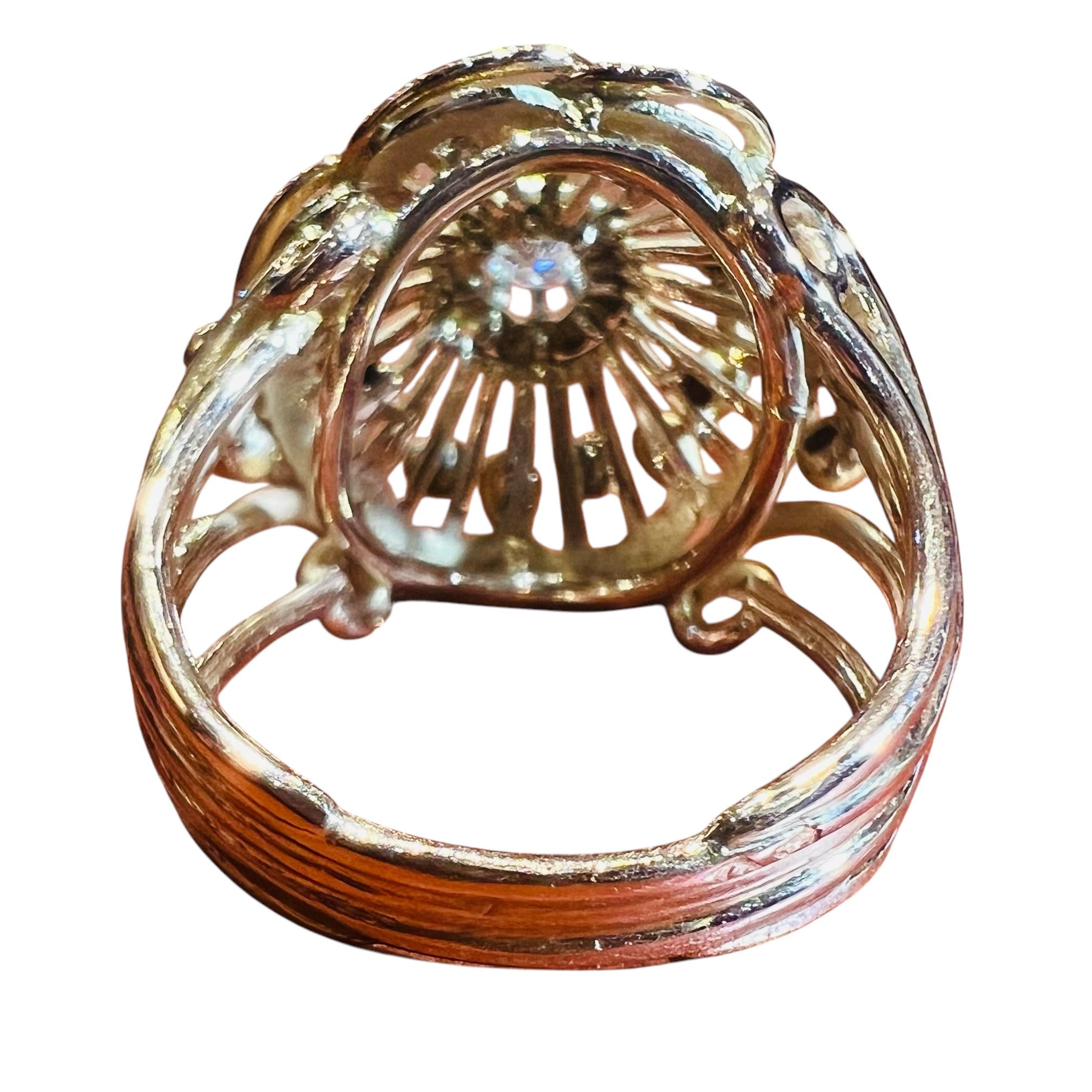 Vintage 1940s 18K Yellow Gold Diamond Ring en venta 8