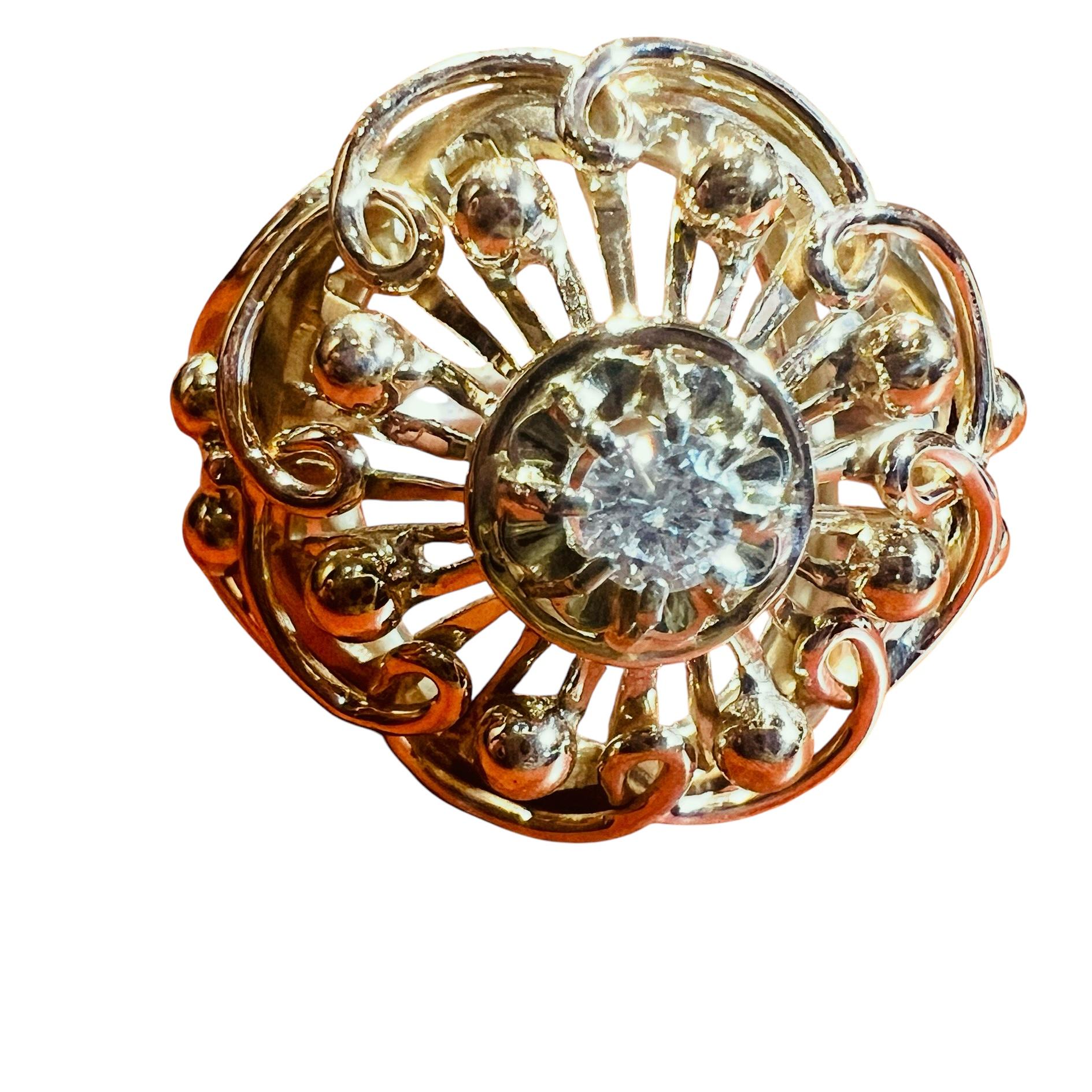 Vintage 1940s 18K Yellow Gold Diamond Ring en venta 2