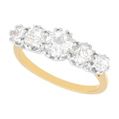 Vintage 1940s 1.92 Carat Diamond and Yellow Gold Five Stone Ring Vintage 1940s 1.92 Carat Diamond and Yellow Gold Five Stone Ring