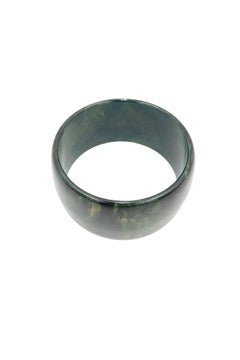 Vintage 1940s-1960s Deep Green Marbled Wide Bangle Bracelet