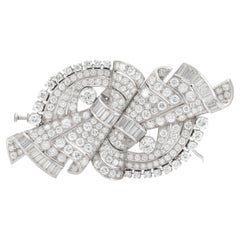 Vintage 1940s 21.00 Carat Diamond Double Clip Brooch