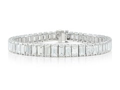 Vintage 1940s 22.00 Carat Graduating Baguette Cut Diamond Tennis Bracelet