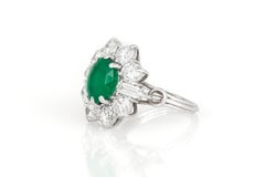 Vintage 1940s 2.50 Carat Emerald & 4.00 Carat Diamond Cluster Ring