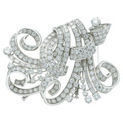Spilla a doppia clip con diamante da 25,00 carati, vintage anni '40