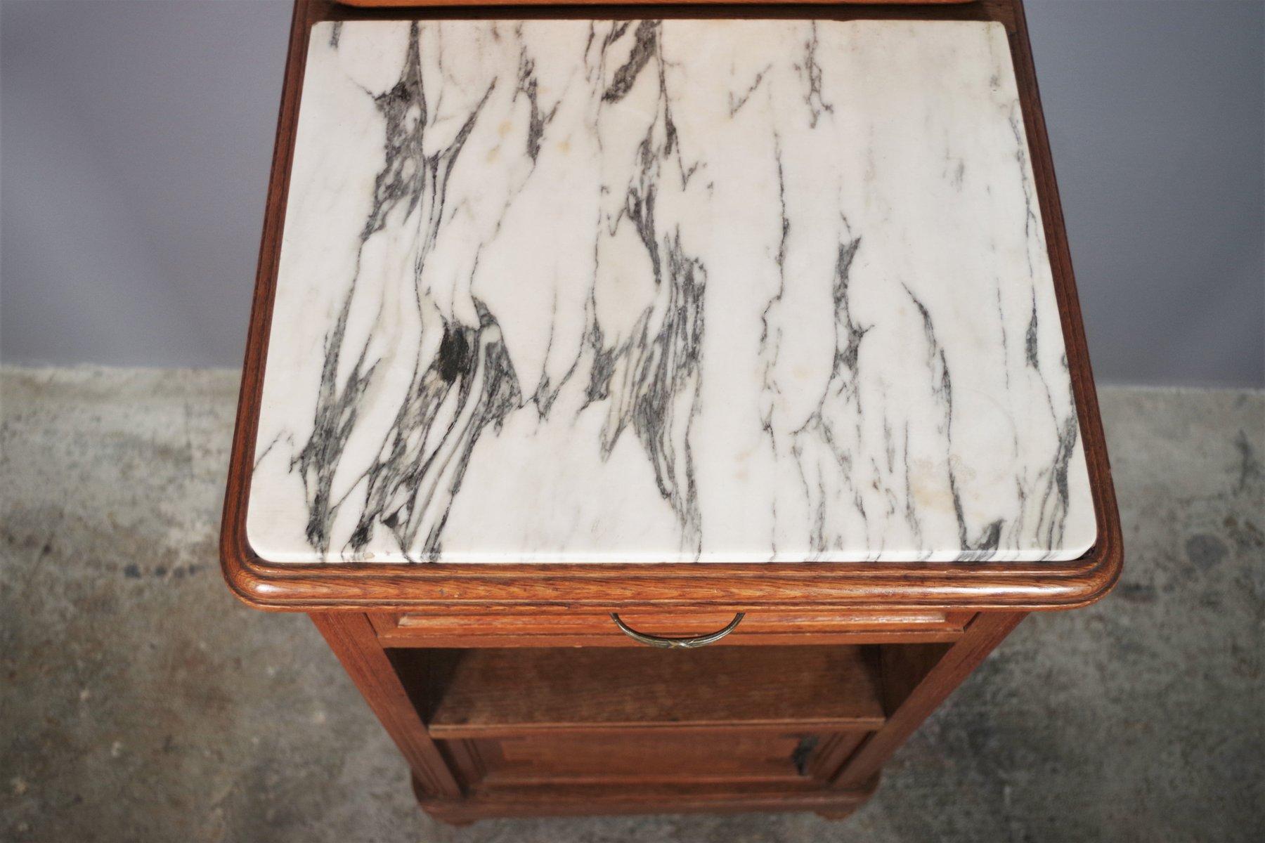 Vintage 1940s-50s Cherry & Beech Wood Nightstand with Marble Top – Italian Mid-C in vendita 6