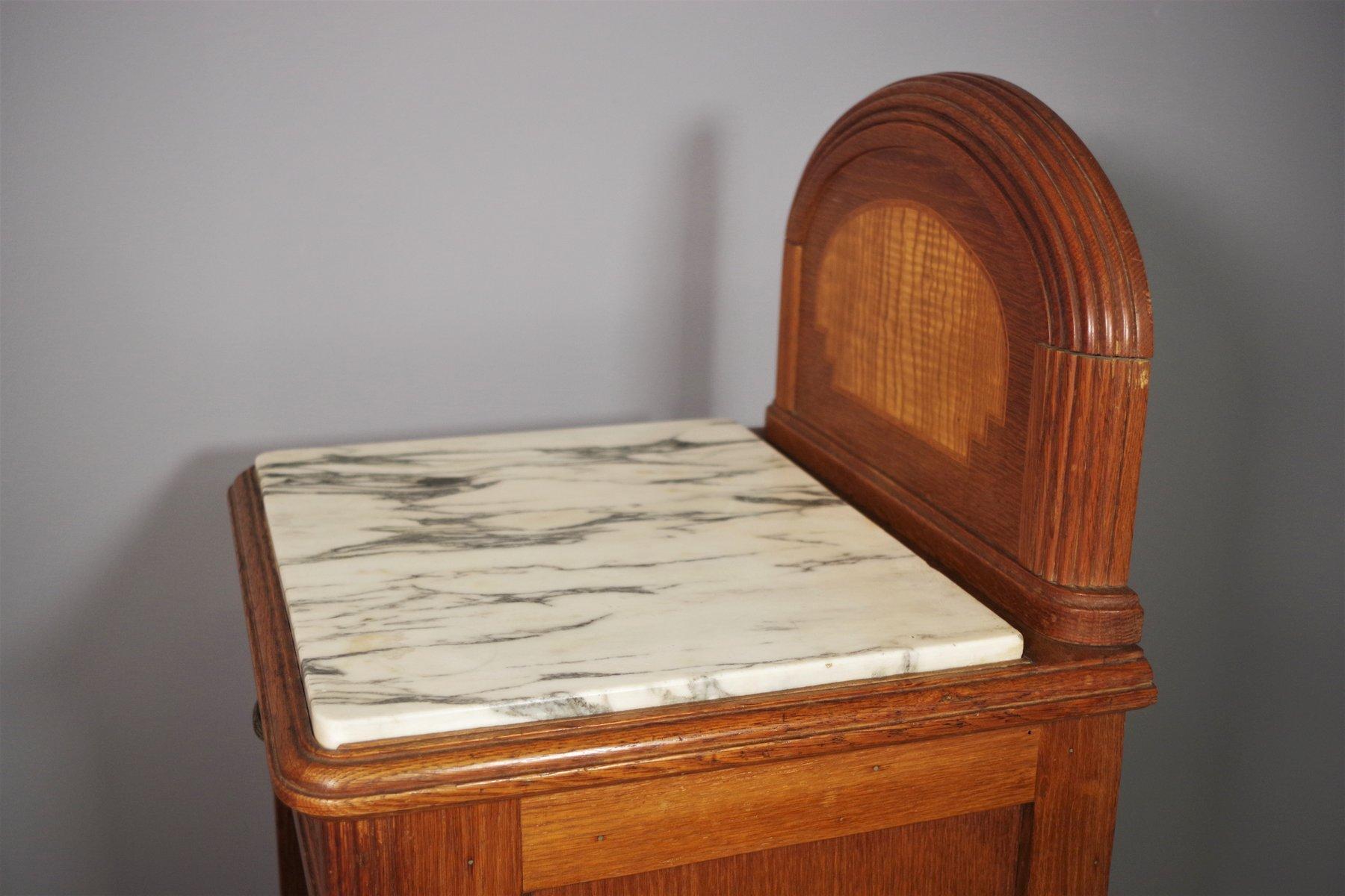 Vintage 1940s-50s Cherry & Beech Wood Nightstand with Marble Top – Italian Mid-C in vendita 7
