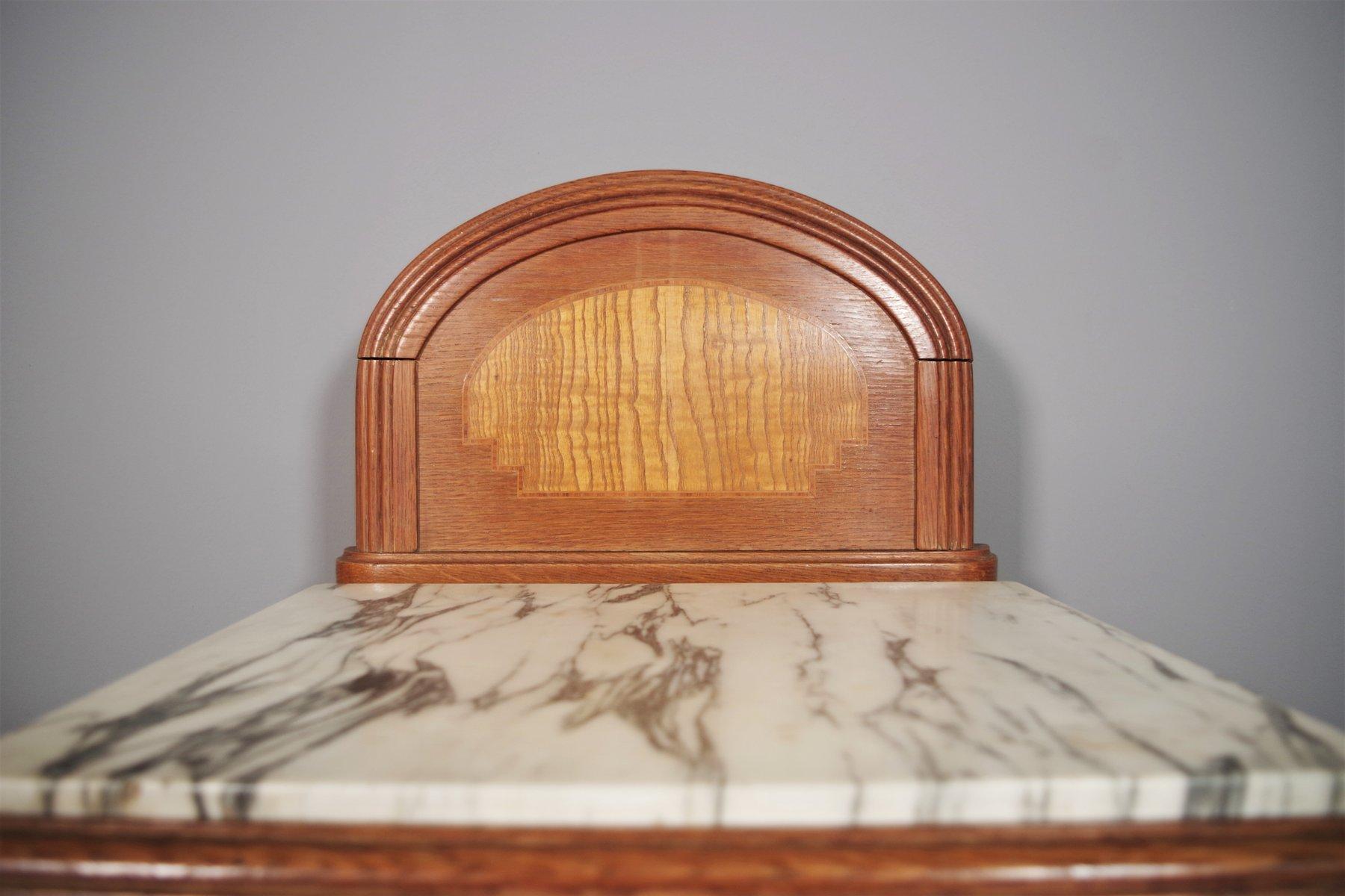 Vintage 1940s-50s Cherry & Beech Wood Nightstand with Marble Top – Italian Mid-C in vendita 8