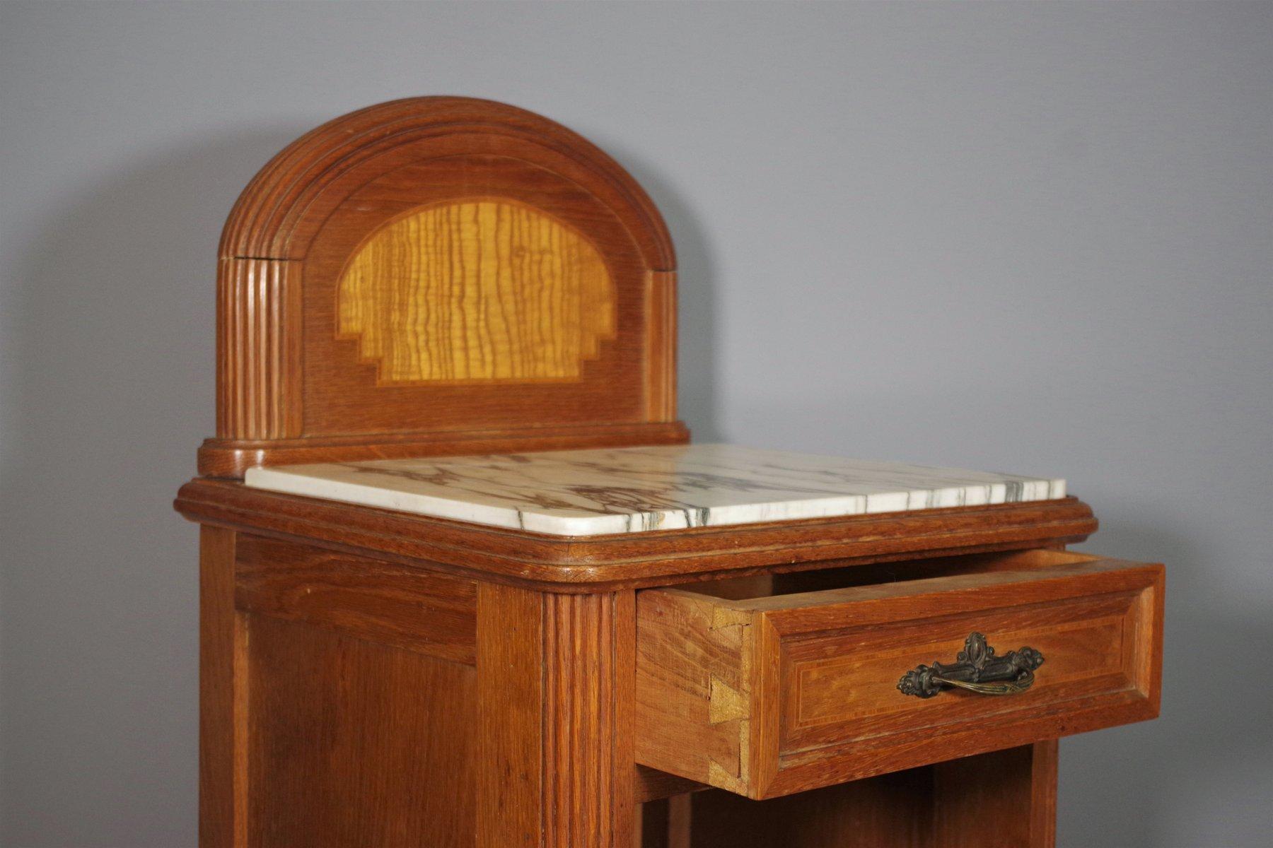 Vintage 1940s-50s Cherry & Beech Wood Nightstand with Marble Top – Italian Mid-C in vendita 9