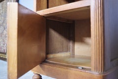 Vintage 1940s-50s Cherry & Beech Wood Nightstand with Marble Top - Italian Mid-C
