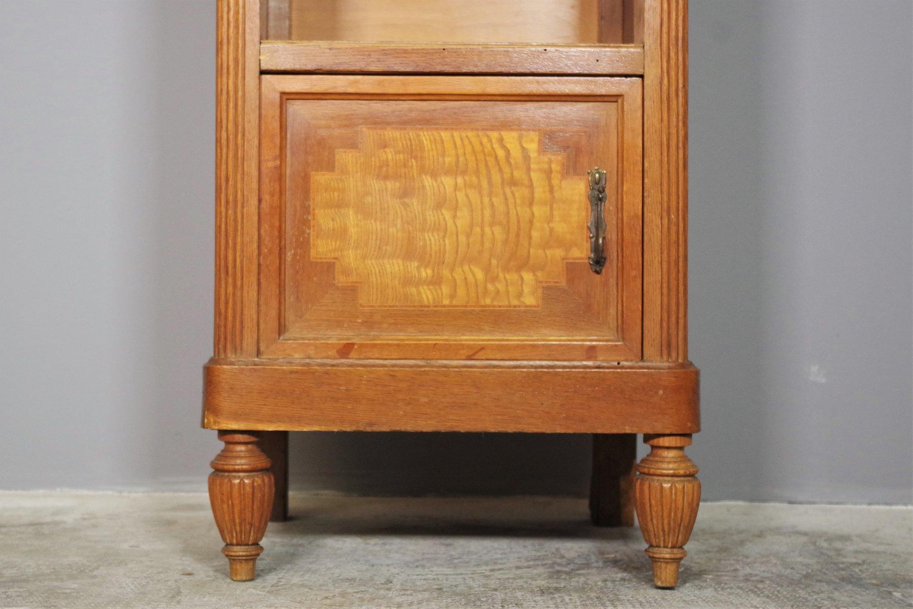 Mid-20th Century Vintage 1940s-50s Cherry & Beech Wood Nightstand with Marble Top – Italian Mid-C in vendita