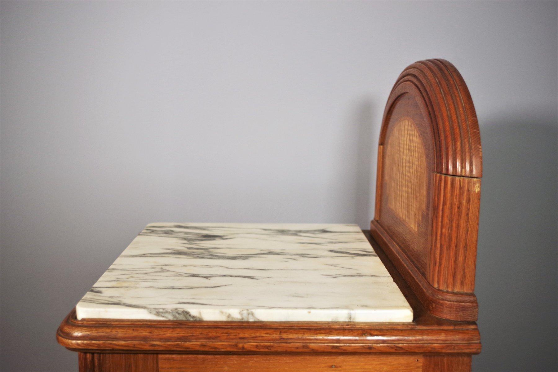 Vintage 1940s-50s Cherry & Beech Wood Nightstand with Marble Top – Italian Mid-C in vendita 2