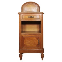 Vintage 1940s-50s Cherry & Beech Wood Nightstand with Marble Top - Italian Mid-C