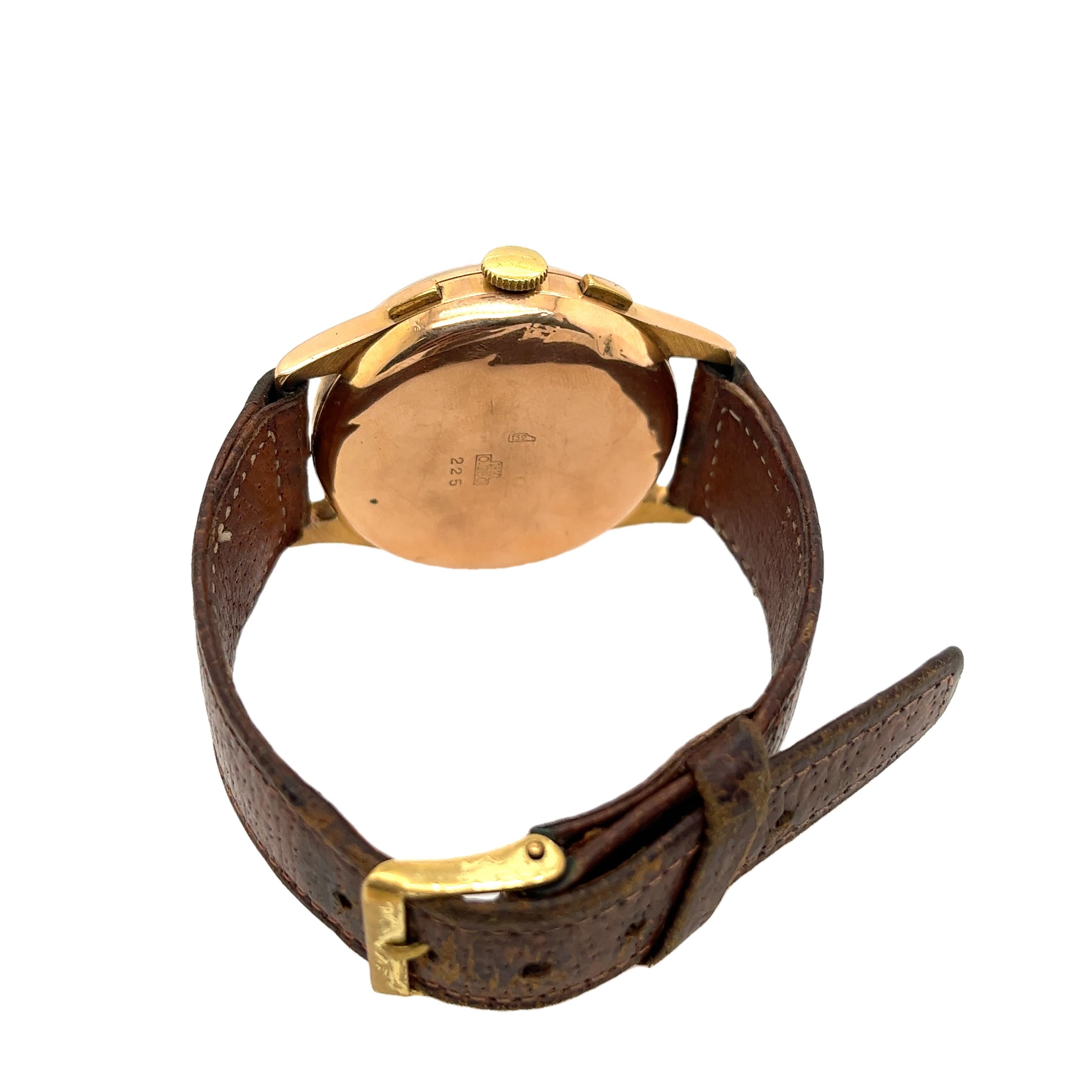 Vintage 1940er-50er Jahre Herren 18ct Rose Gold Uhr für Damen oder Herren