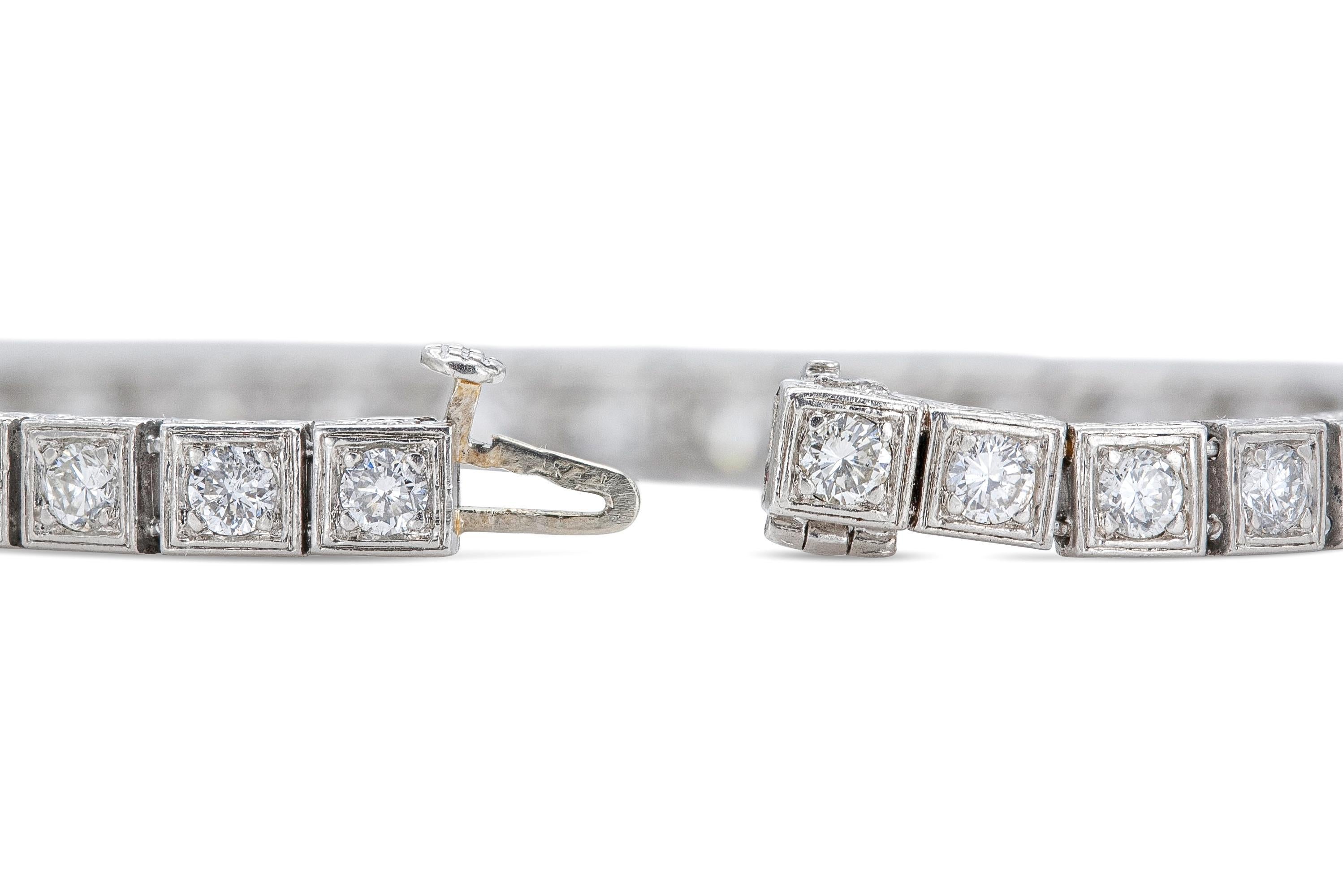 Pulsera vintage de línea de diamantes de 5,15 quilates de los años 40 en Bueno estado para la venta en New York, NY
