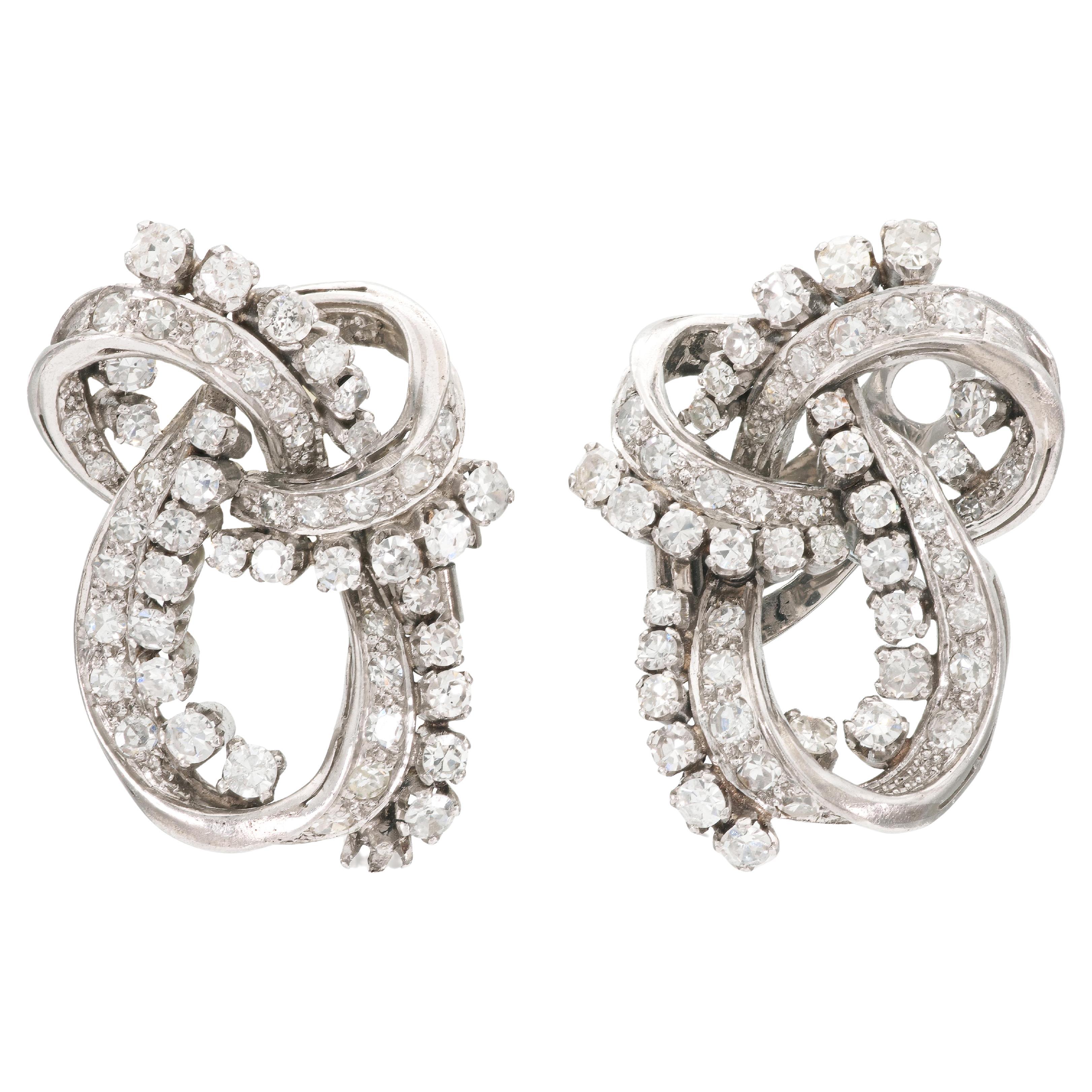 Vintage 1940s 5.50 Carat Diamond Earrings