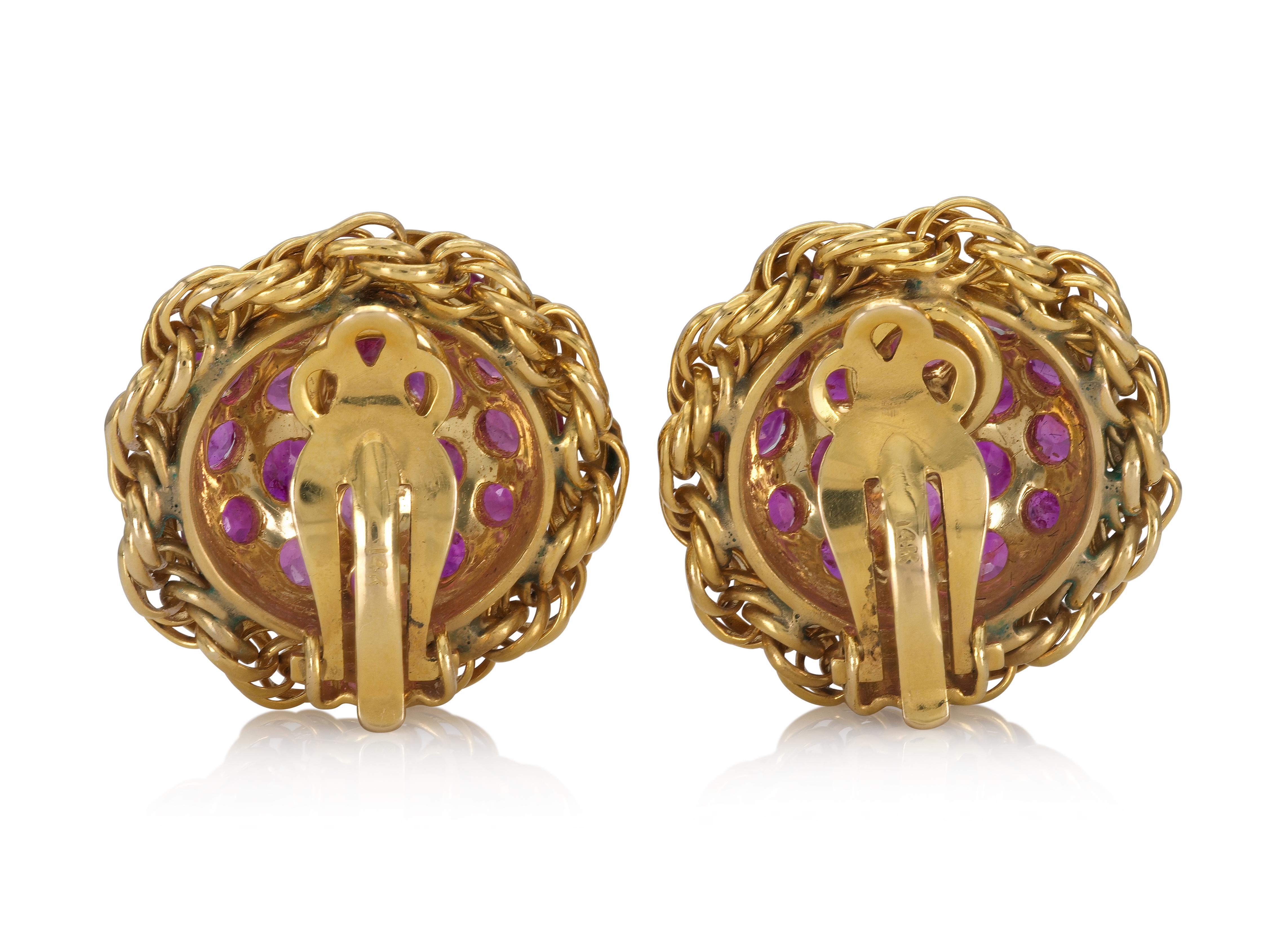 Vintage 1940s 6.00 Carat Ruby Earrings with Diamonds im Zustand „Gut“ im Angebot in New York, NY