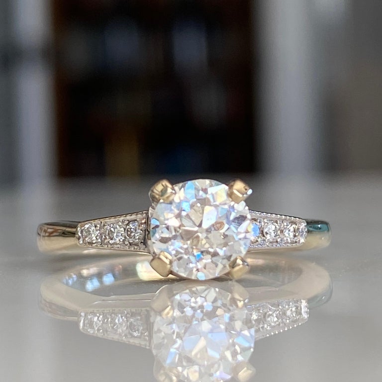 Vintage 1940s .84 Carat Diamond 18k Engagement Ring For Sale at 1stDibs