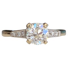 Vintage 1940s .84 Carat Diamond 18k Engagement Ring