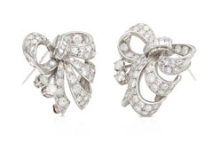 Vintage 1940s 9.00 Carat Diamond Bow Double Clips