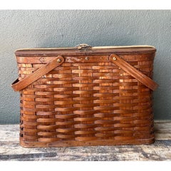 Vintage 1940s Abercrombie And Fitch Woven Picnic Basket