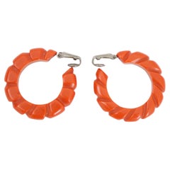 Vintage 1940's amber bakelite hoops 1940's bakelite hoop clip on earrings