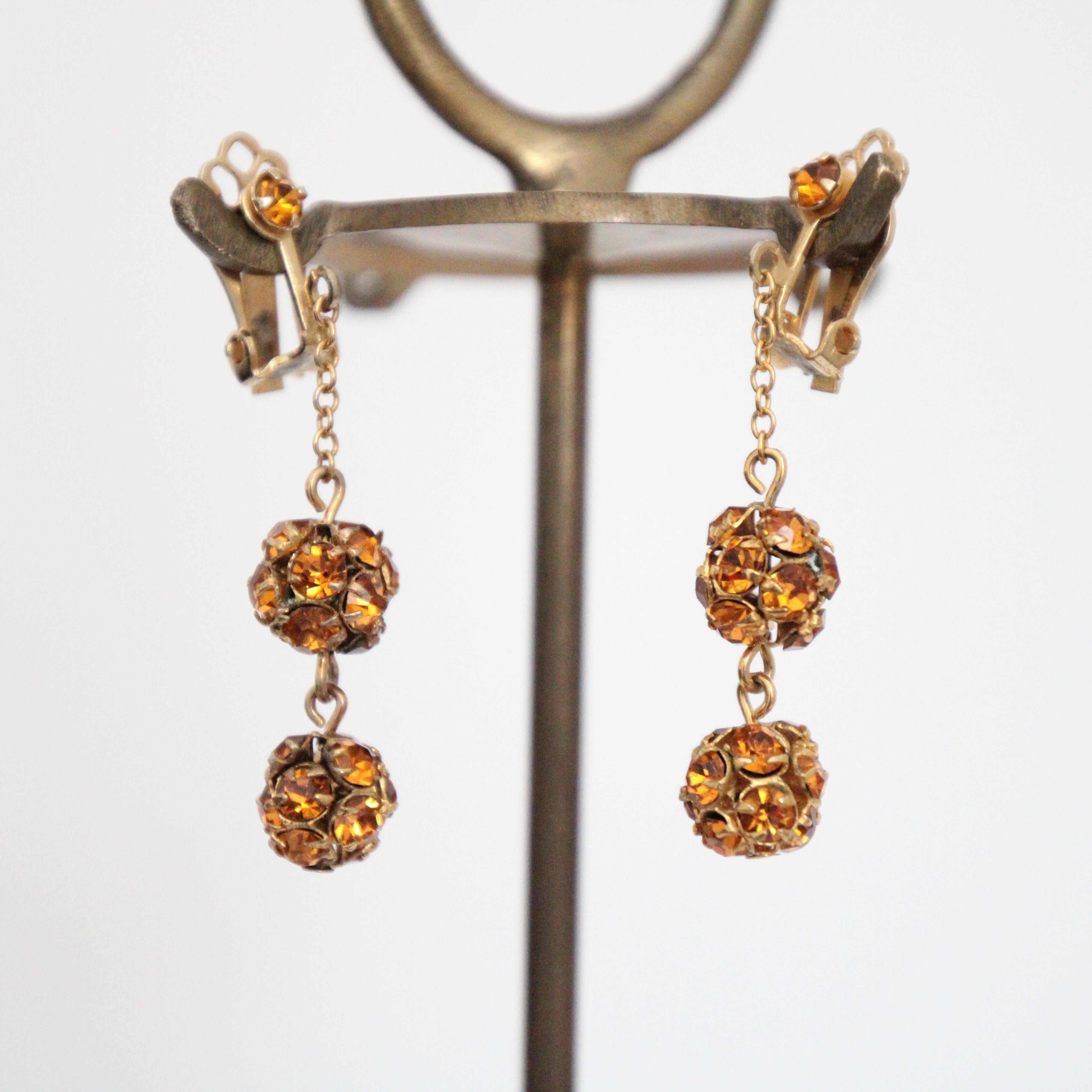 Vintage 1940 Pendientes de araña de imitación de ámbar 1940s joyería Art Decó en venta