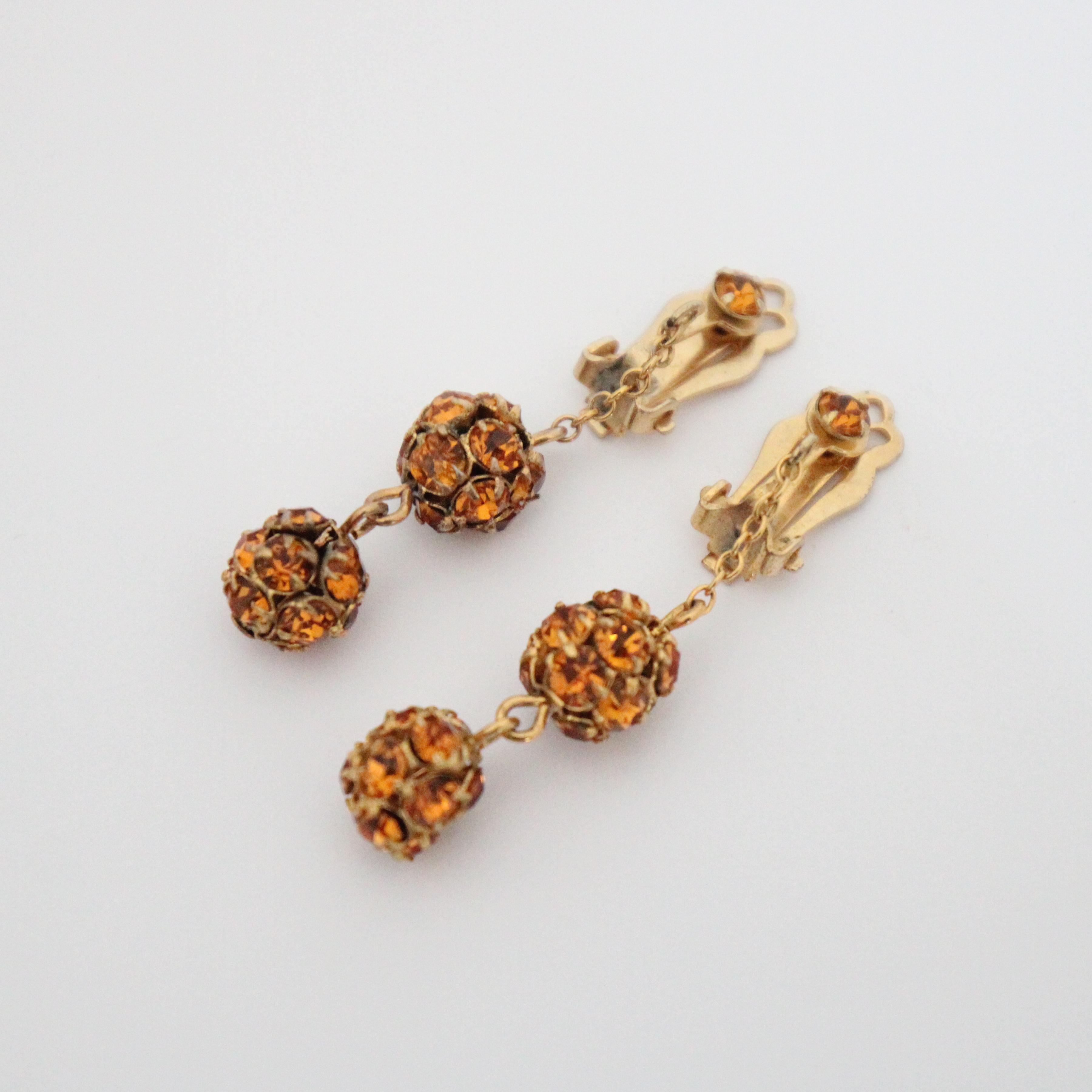 De las mujeres Vintage 1940 Pendientes de araña de imitación de ámbar 1940s joyería en venta
