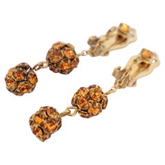 Vintage 1940er Jahre Bernstein Strass Clip auf Kronleuchter Ohrringe 1940er Jahre Schmuck