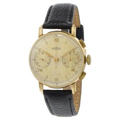 Vintage 1940s Angelus Watch Co. Swiss Chronograph 18K Yellow Gold