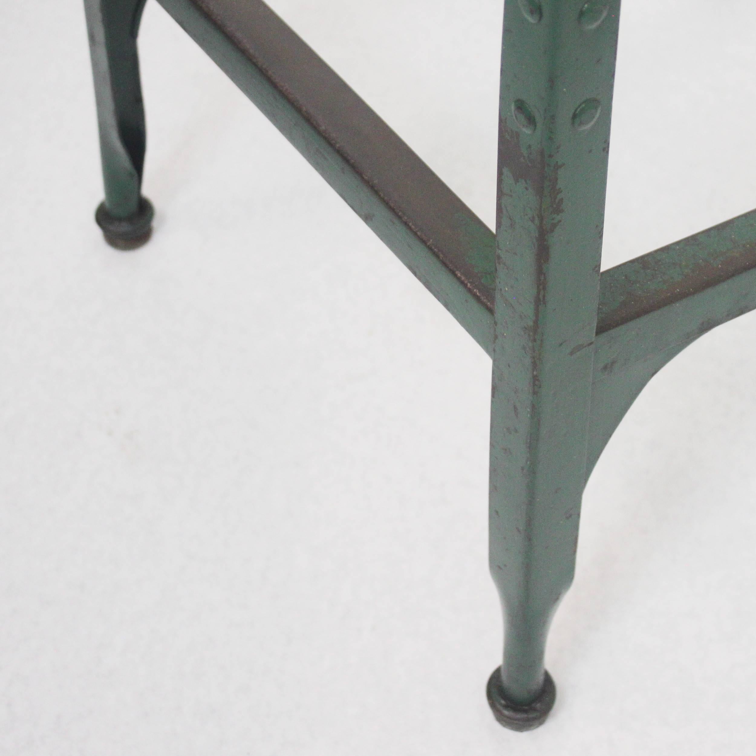 Vintage 1940s Army Green Industrial Steel WWII Factory Stools 3