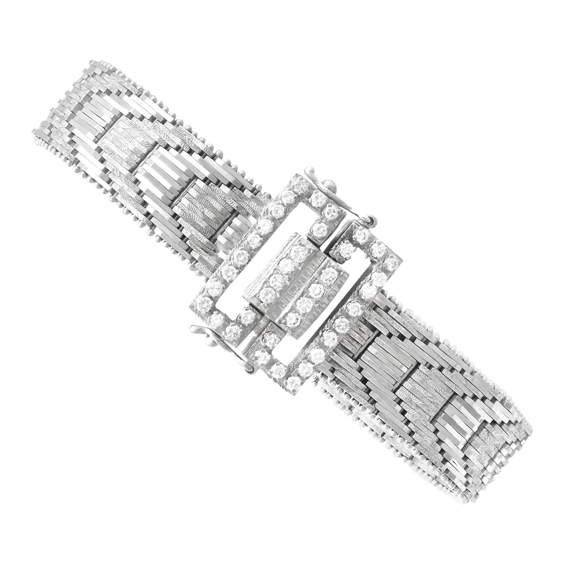 Pulsera de oro con diamantes de 1,20 quilates estilo Art Déco vintage de los años 40 en venta