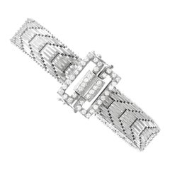Bracciale d'oro vintage anni '40 in stile Art Deco con diamanti da 1,20 carati