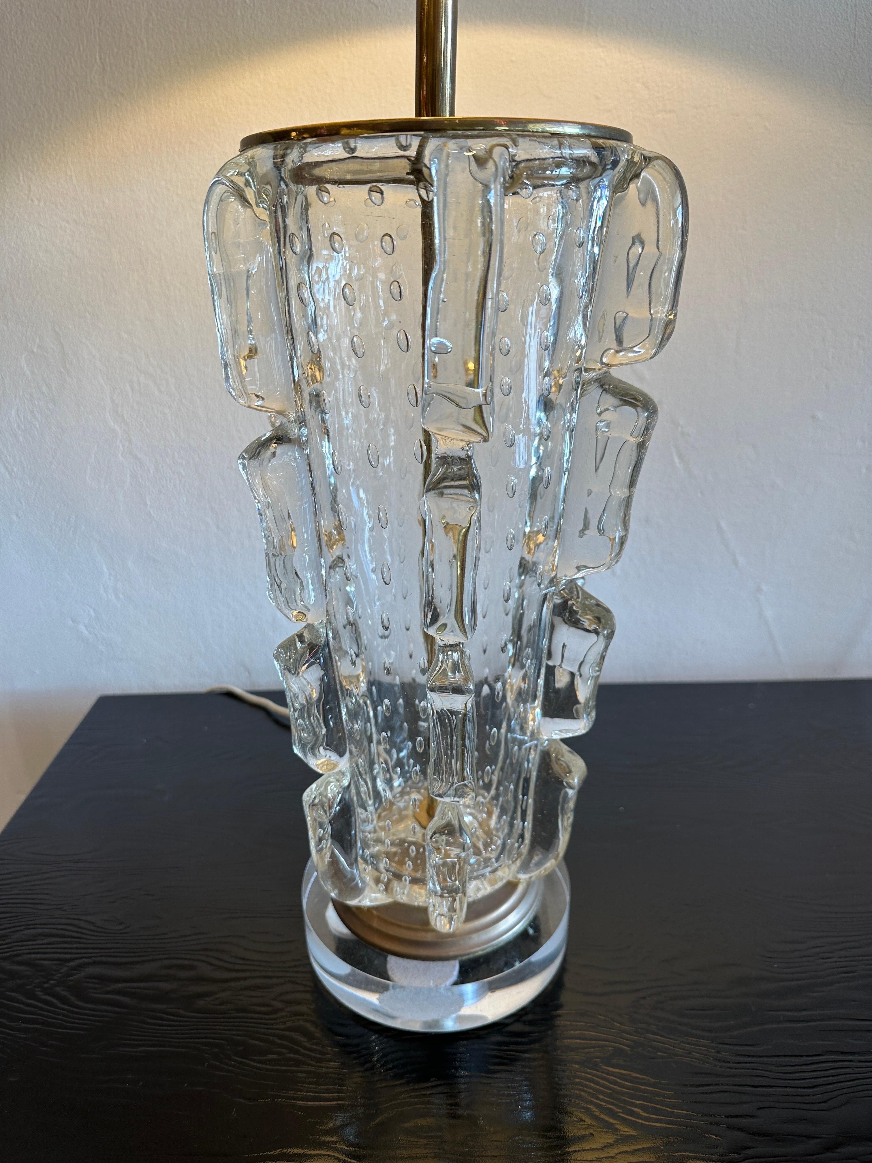 Lámpara de mesa de cristal de Murano burbujeado Barovier vintage de 1940 en Bueno estado para la venta en North Miami, FL