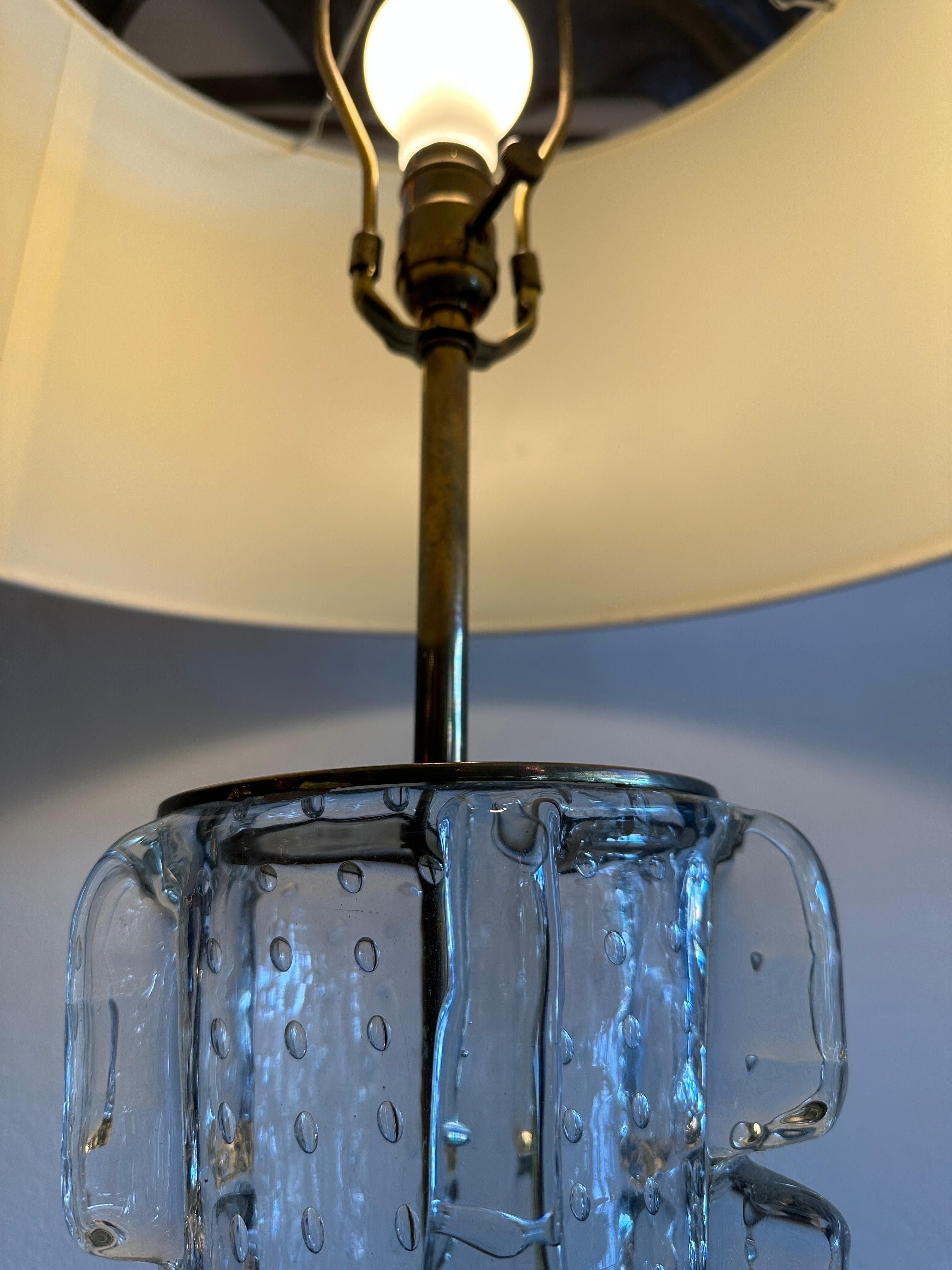 Lámpara de mesa de cristal de Murano burbujeado Barovier vintage de 1940 mediados del siglo XX en venta