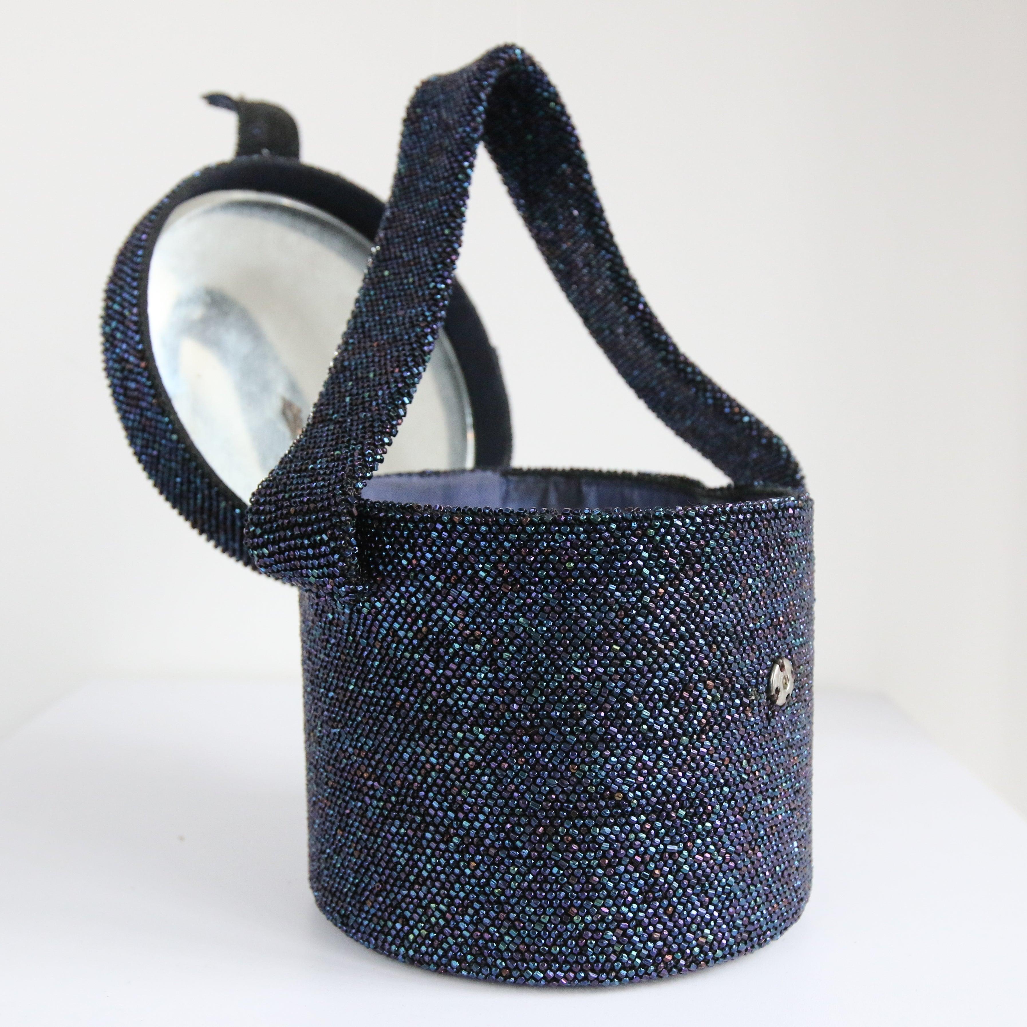 Vintage 1940's Beaded Box Bag Wristlet Handbag Evening Bag 1940s iridescent bag 2