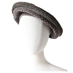 Vintage 1940's beret 1940's grey felt lamé braided tam hat vintage hat