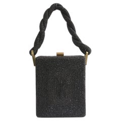Vintage 1940's Black Beaded Box Bag