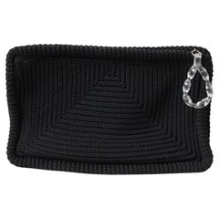 Pochette nera all'uncinetto vintage degli anni '40 Pochette grande originale degli anni '40