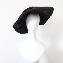 Vintage 1940's Black Pleated Tam Hat Large Beret