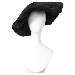 Vintage 1940's Black Pleated Tam Hat Large Beret