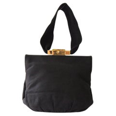 Vintage 1940's black suede wristlet purse original 1940s black suede handbag