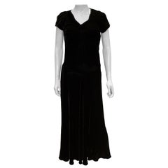 Vintage 1940s Black Velvet Dress