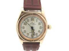 Vintage 1940s Bubbleback Rolex Oyster Perpetual 14k Gold 32mm Watch Ref. 3372