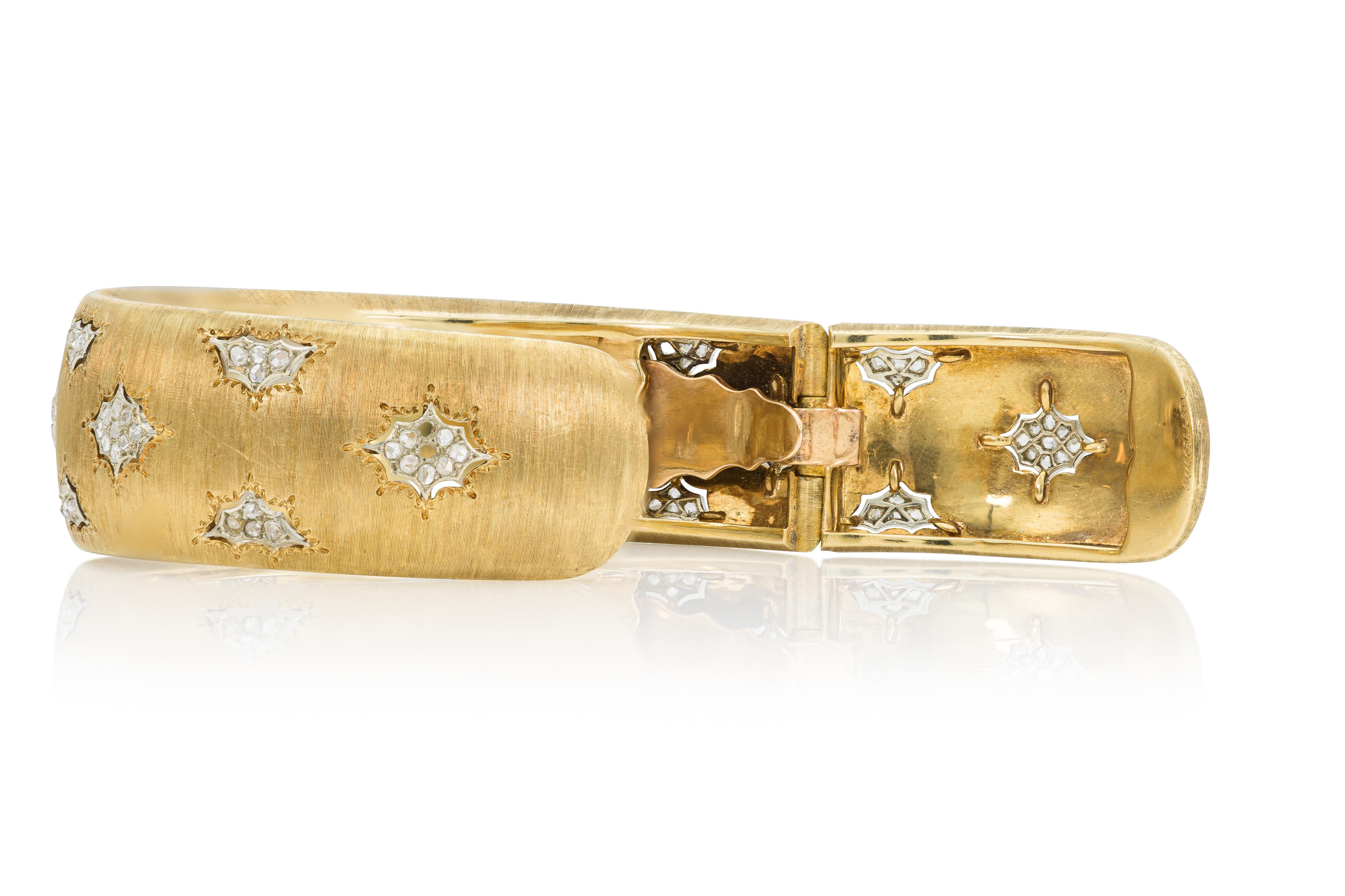 Vintage 1940s Buccellati Diamond Macri Cuff Bracelet In Good Condition For Sale In New York, NY