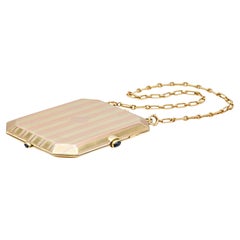 Vintage 1940s Cartier Retro Gold Compact with Sapphires
