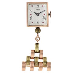 Vintage 1940's Chatan 14KT Gold Brooch Pin Watch