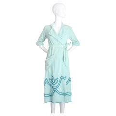Vintage 1940's Chenille Dressing Gown 1940s Blue Chenille Rove UK 10 US 6