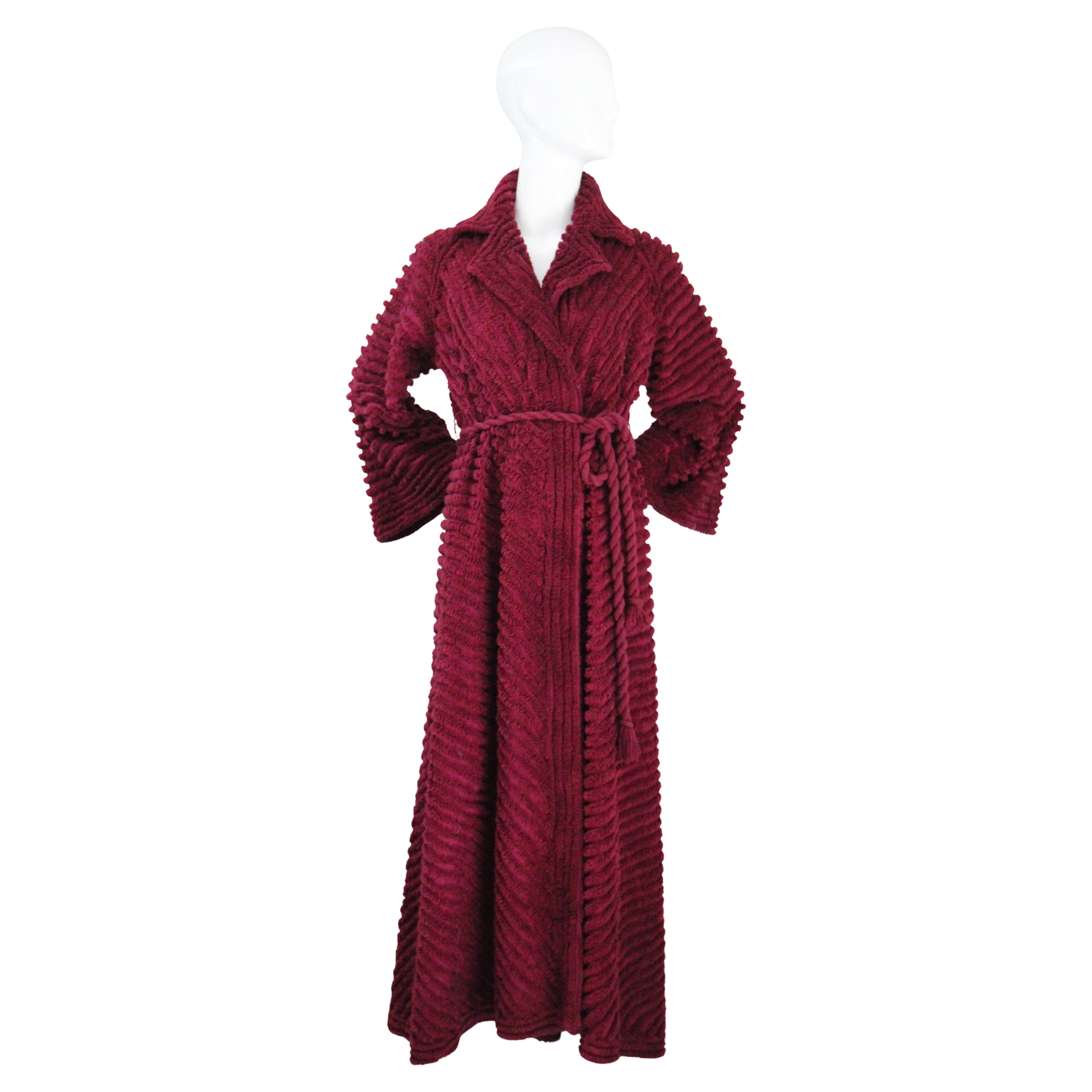 Vintage 1940's Chenille Dressing Gown Vintage 1940s Burgundy Chenille UK 12 US 8