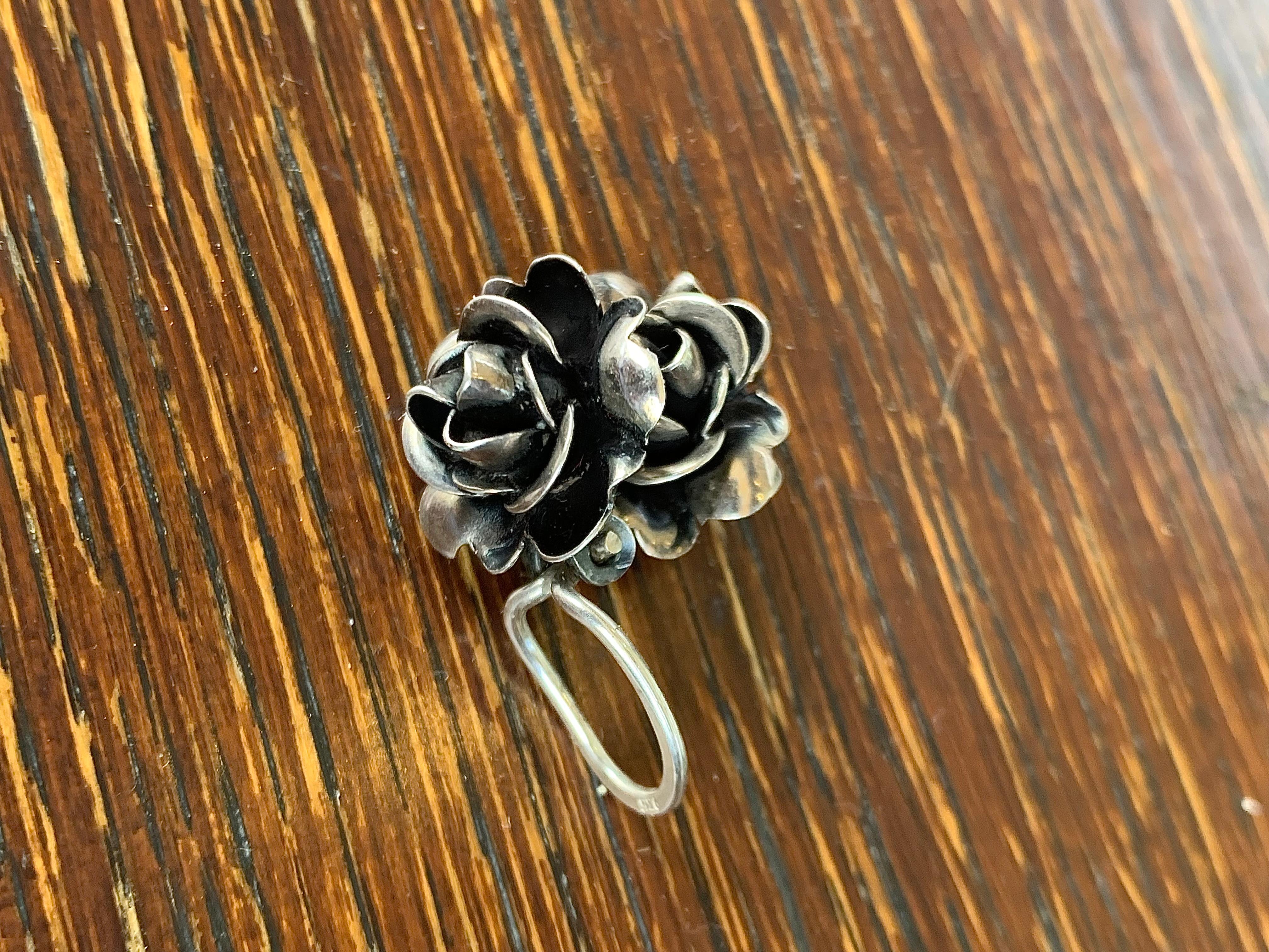 Vintage 1940 Pendientes de clip Rosas Flores 935 en venta 2