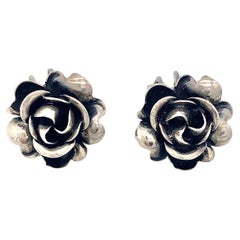 Vintage 1940's Clips Earrings Roses Flowers 935 